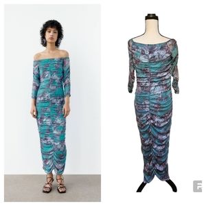 Zara Women’s Draped Tulle Dress Size Large Multicolored